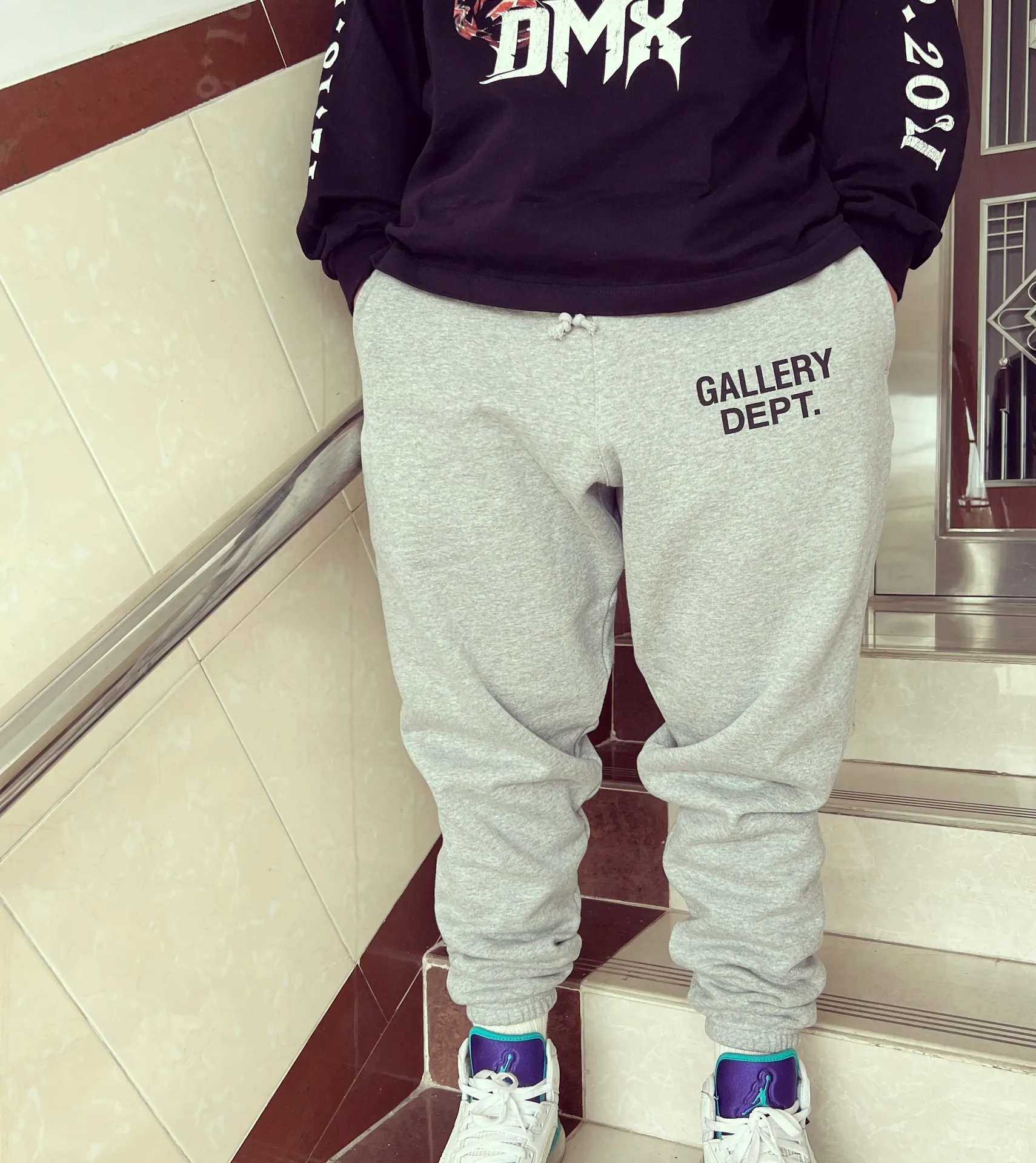 GALLERY DEPT. ENGLISH LOGO SWEAT PANTS E English basic logo sweatpants Vintage washed trousers floral gray S-XL